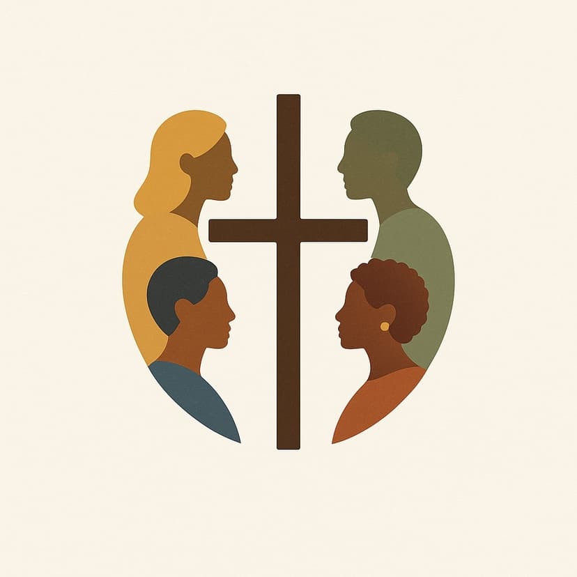 Fourth United Presbyterian Church Emblem with cross and diverse community silhouettes